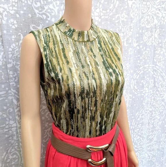 ST. JOHN | Green Mock Neck Collar Blouse - Picture 2 of 7